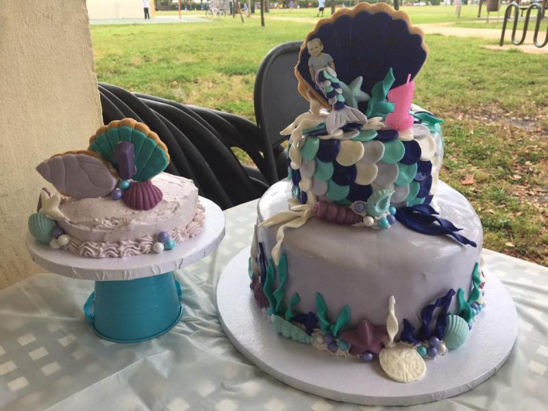 mermaid birthday cake and smash cake